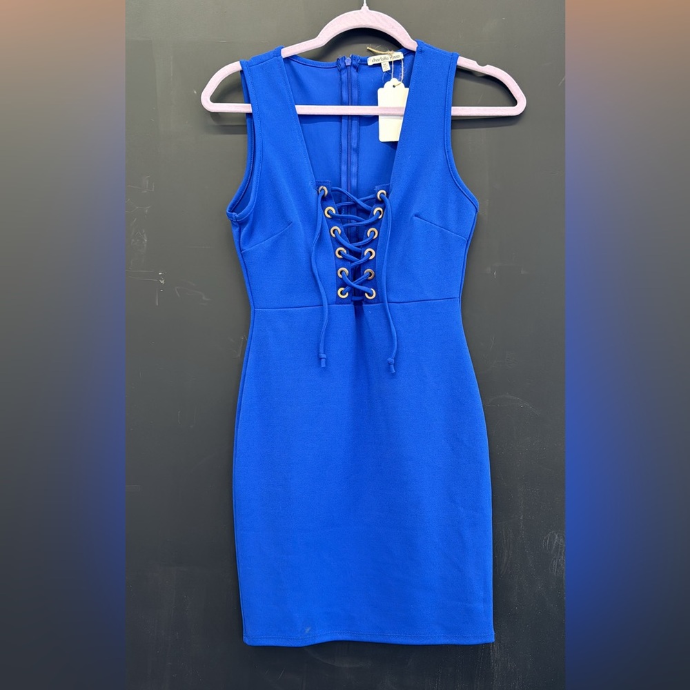 Blue Lace Up Dress